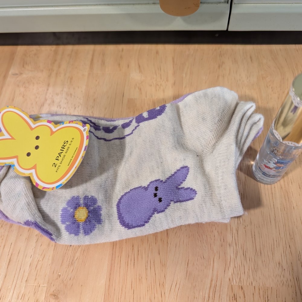 Easter Bunny Floral Ankle Socks + Strawberry Shortcake Lip Oil NWT